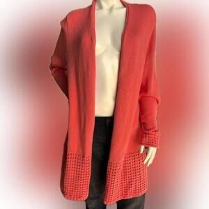 NWOT‎ Women's Chico's coral colored long sleeve cardigan sweater- Chico's 3 (16)